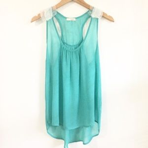 🌻 Everly Teal Tank with Tulle Ruffle Size 3